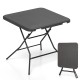 Foldable 2.6FT dining table with wood grain HDPE tabletop, stable X-shaped frame, ideal for indoor and outdoor use.
