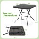 Foldable dining table with wood grain HDPE tabletop, measuring 31.5" x 31.5", ideal for indoor or outdoor use.