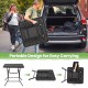 Foldable 2.6FT dining table with wood grain HDPE tabletop, portable design for easy transport and outdoor use.