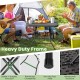 Foldable 2.6FT dining table with wood grain HDPE tabletop, heavy-duty frame, and non-slip foot pads for outdoor use.