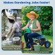 4-wheel rolling garden cart work seat in blue, featuring a sturdy frame, ergonomic seat, and tool storage for easy.
