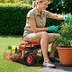 Heavy duty garden cart with 360 swivel seat and tool tray, ideal for comfortable gardening and easy tool access.