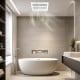 200 CFM bathroom exhaust fan with metal housing, designed for efficient ventilation in spaces up to 200 sq. ft.