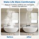 200 CFM bathroom exhaust fan with metal housing, shown in a before-and-after humidity reduction scenario.