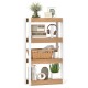 4-tier bookshelf with natural wood shelves and white frame, ideal for displaying decor and maintaining organization in.