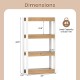 4-tier wooden bookshelf with natural finish, measuring 42.5" tall, ideal for organizing books and decor in any room.