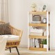 4-tier wooden bookshelf with a natural finish, featuring a smooth surface and sturdy frame, perfect for stylish.