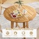 Wide round tabletop dining table, 31.5 inches, made of durable teak wood, perfect for patios and gardens.