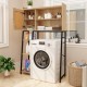 Over the toilet storage cabinet with PE rattan door, adjustable shelves, and solid metal stand for efficient space.