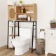 Over the toilet storage cabinet with PE rattan door, adjustable shelves, and solid metal stand for maximizing bathroom.