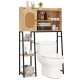 Over the toilet storage cabinet with PE rattan door, open shelves, and adjustable compartments for maximizing space.