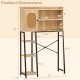 Over the toilet storage cabinet with PE rattan door, adjustable shelves, and metal stand for maximizing space.