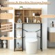 Over the toilet storage cabinet showcasing a spacious top, two compartments, and three open shelves for versatile.