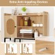 Over the toilet storage cabinet with PE rattan door, adjustable shelves, and anti-toppling devices for safety.