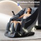 Full body massage chair in black with waist heating, airbag massage, and Bluetooth function for music enjoyment.