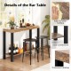 Rustic brown 2-tier home bar table with open shelves, featuring a thickened tabletop and easy-to-clean surface for.