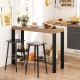 Rustic brown 2-tier home bar table with open shelves, handcrafted cashew wood frame, ideal for kitchen or living room.