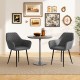 Gray leisure dining chair set of 2 with curved backrest, sponge-filled seats, ideal for living or dining room use.