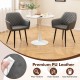 Leisure dining chair set of 2 in gray with curved backrest, ergonomic design, and wear-resistant PU leather for comfort.