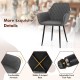Gray leisure dining chair with curved backrest, sponge-filled seat, and adjustable foot pads for versatile comfort.