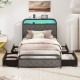 Twin size bed frame featuring a multi-color LED headboard with adjustable brightness and remote control for.