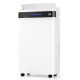 White 4500 Sq. Ft dehumidifier with LED display, 4 wheels, and 3-color humidity indicator for home and basement use.
