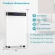 White 57 Pint dehumidifier with LED display, designed for 4500 sq.ft, featuring auto defrost and 4 wheels for easy.