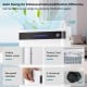 Dehumidifier with 120° auto swing, visible water level, and 4 universal casters for easy mobility in large spaces.