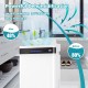 White 57 Pint dehumidifier for home and basement, designed for up to 4500 sq. ft. with LED display and 4 wheels for.