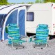 Foldable beach chairs set of 2 in green with adjustable backrests and cup holders, perfect for outdoor relaxation.