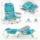 Foldable beach chair set of 2 in green with adjustable backrest, cup holder, and storage pockets for outdoor relaxation.