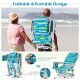 Foldable backpack beach chair set of 2 in green with adjustable backrest, cup holder, and storage pockets for outdoor.