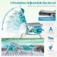 Single foldable beach chair in green with a 5-position adjustable backrest, ideal for sunbathing or reading by the pool.