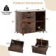 3-drawer file cabinet in rustic brown with adjustable shelf and wheels, designed for flexible home office storage.