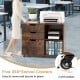 3-drawer file cabinet in rustic brown with adjustable shelf and 5 swivel casters for easy mobility in home office.