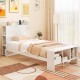 Twin size bed frame with storage headboard, USB ports, and adjustable LED lights for modern bedroom decor.