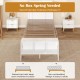 Twin size bed frame with storage headboard, USB ports, and adjustable LED lights, designed for stability without a box.