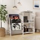 Record player stand in white with 3 shelves and storage pockets, designed for up to 200 albums, perfect for home use.