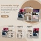Record player stand in white with three shelves, designed for up to 200 albums, perfect for versatile home use.