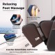 Foot massage chair detail showing extended calf frame, airbags, and foot rollers for customizable relaxation and.