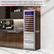 24-inch silver wine and beverage refrigerator with dual cooling zones, holding 108 bottles and 175 cans, for stylish.