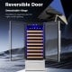 24-inch wine and beverage refrigerator with reversible door, featuring dual cooling zones and capacity for 108 bottles.