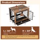 Industrial dog kennel with flip-up top, lockable doors, and removable tray in rustic brown for easy access and cleaning.