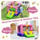 Inflatable bounce house with slide and jumping area, made of durable 420D oxford cloth, for indoor and outdoor fun.