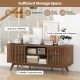 Walnut 2-door TV stand with spacious tabletop, adjustable shelves, and retro design, perfect for TVs up to 60 inches.
