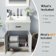 Gray bathroom vanity unit with basin and two doors, featuring sleek handles and ample storage for elegant decor.