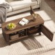 Rectangular walnut coffee table with adjustable shelves, double-side doors, and spacious top for versatile storage and.