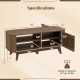 Rectangular coffee table in walnut finish with adjustable shelves, double-side doors, and ample storage for versatile.