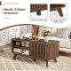 Rectangular walnut coffee table featuring adjustable shelves, double-side doors, and a sturdy 5-point structure for.