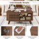 Rectangular walnut coffee table featuring adjustable shelves, double-side doors, and easy-to-clean surface for.